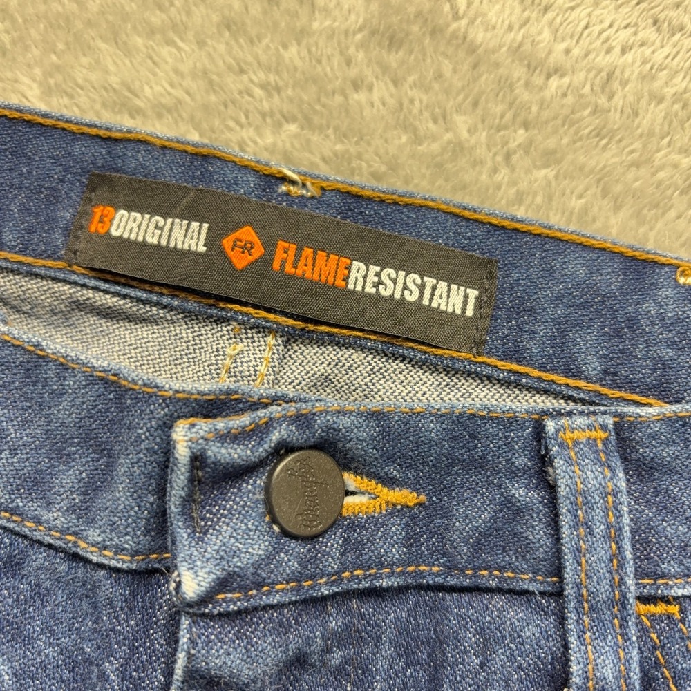 Wrangler FR Jeans Mens 33X32 Blue Flame Resistant 13 Original Straight Arc2 - Picture 4 of 11